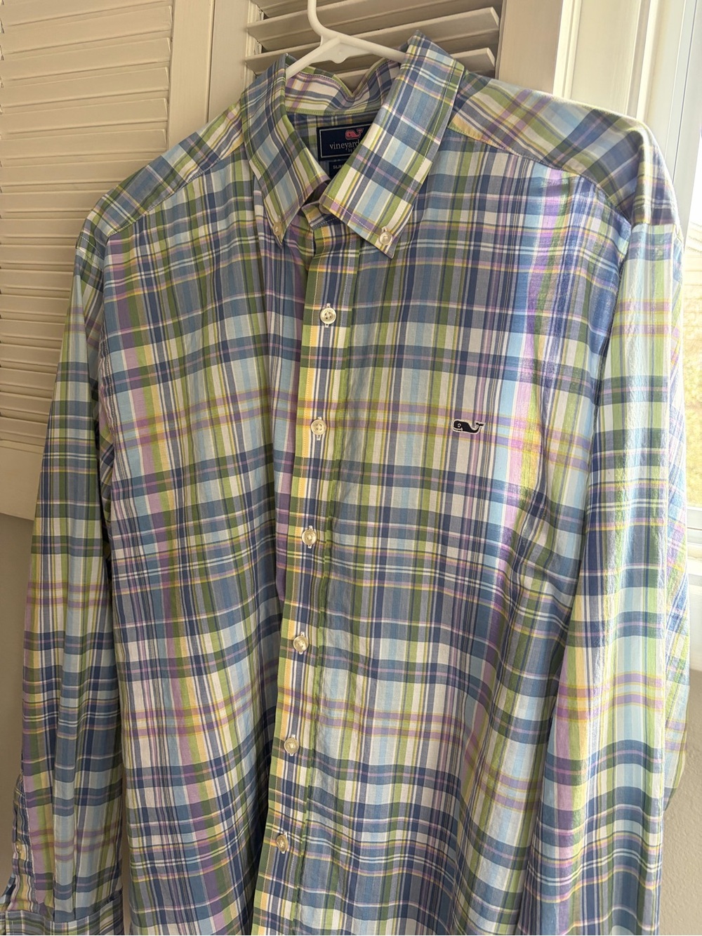 Vineyard Vines Men’s Plaid Button-Down Shirt in Blue, Green & Purple